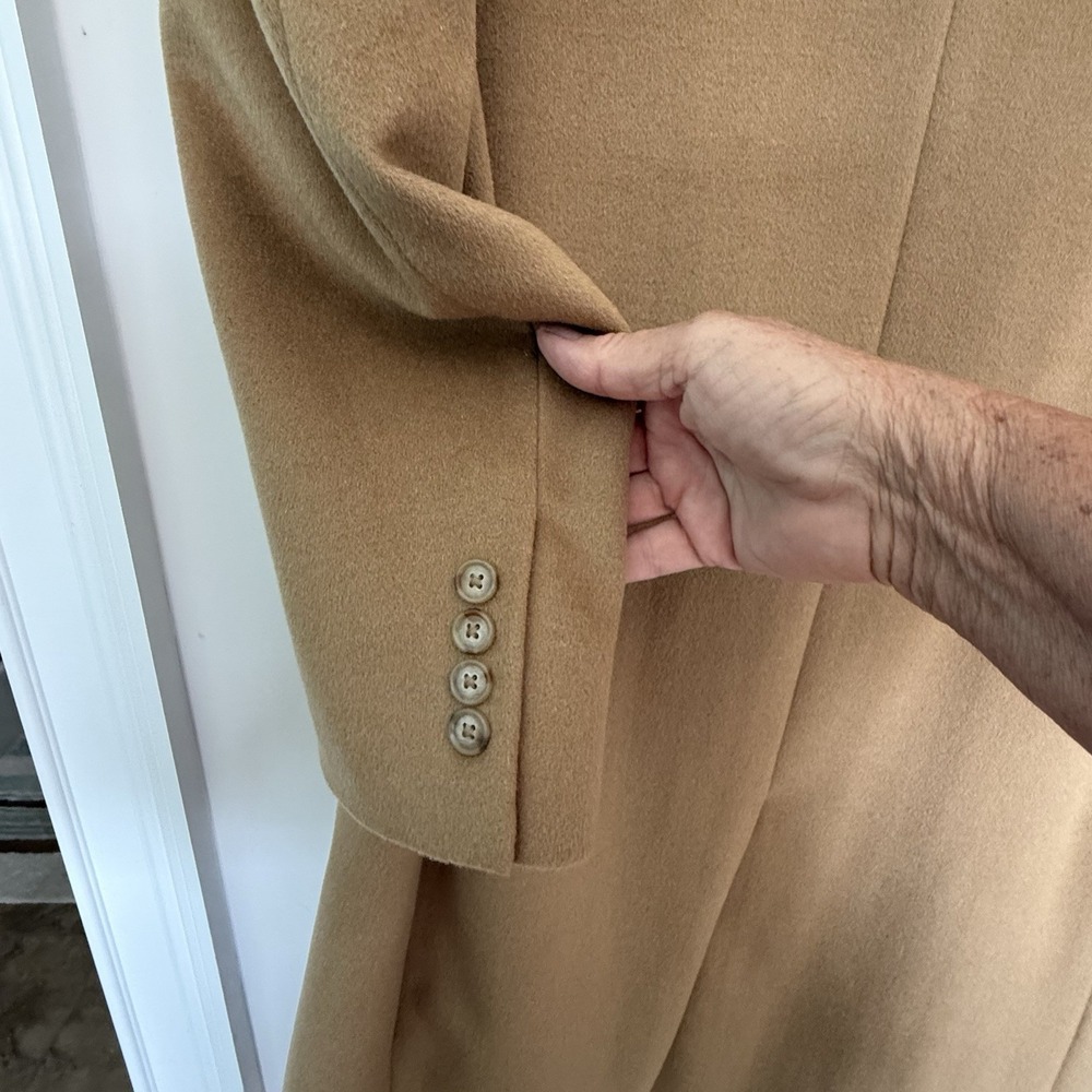 Vintage Stafford Camel Long Overcoat Men's 44R Business Professional 90s - Picture 5 of 13